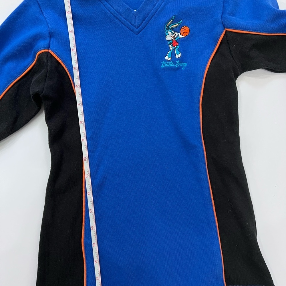 🏀 Vintage 90s Tiny Toons Buster Bunny Space Jam Style Dress Size 6 Blue Black - Picture 10 of 12